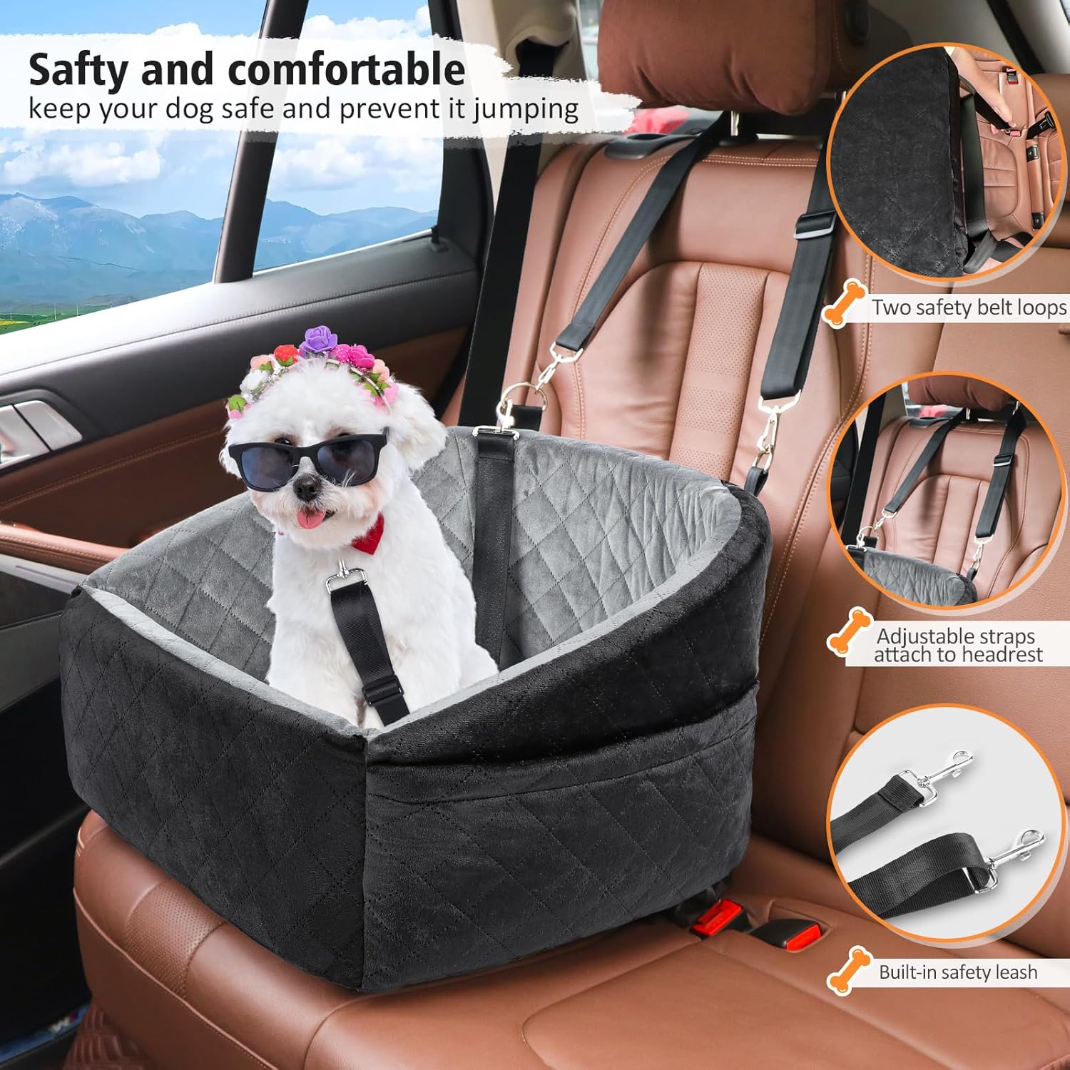 Dog Car Booster Seat – Washable Travel Bed