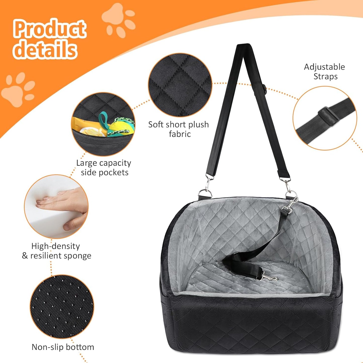 Dog Car Booster Seat – Washable Travel Bed