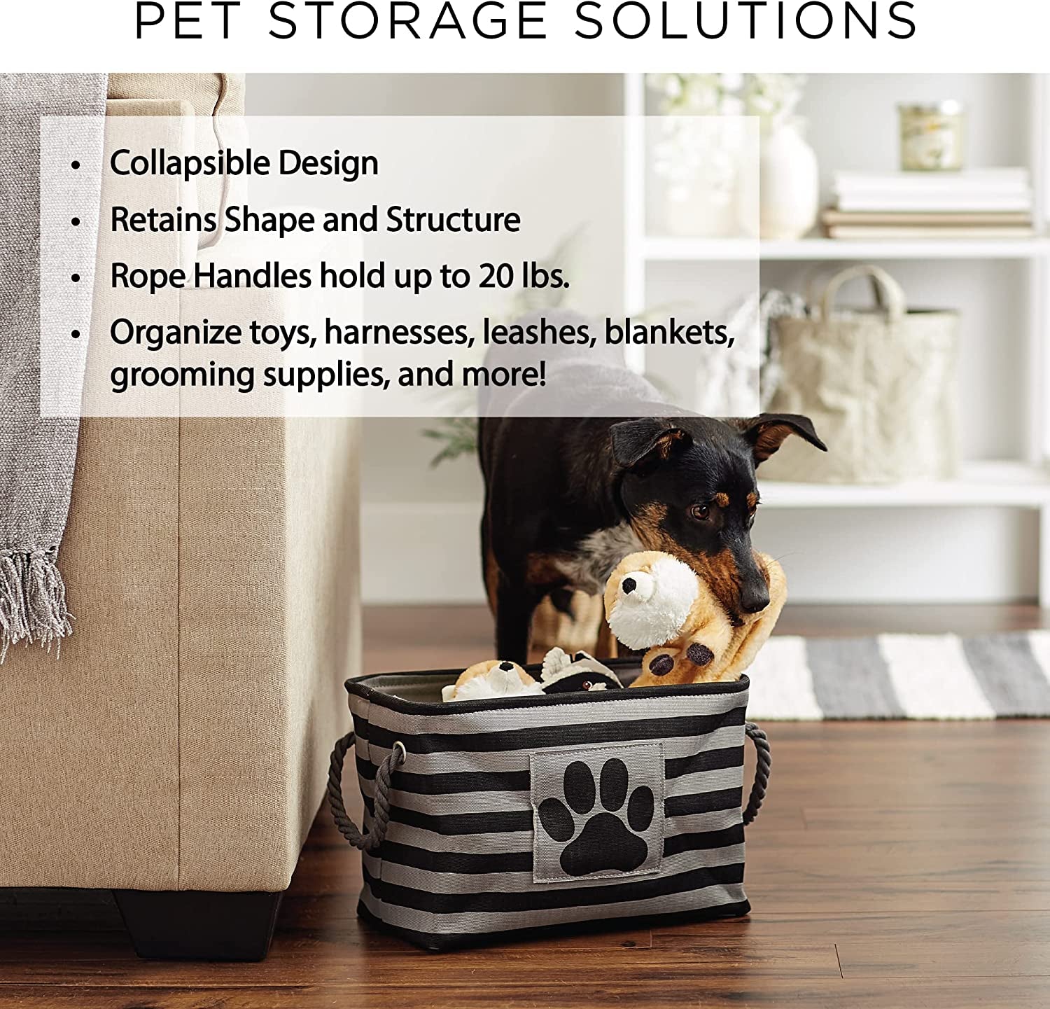 Striped Paw Storage Bin